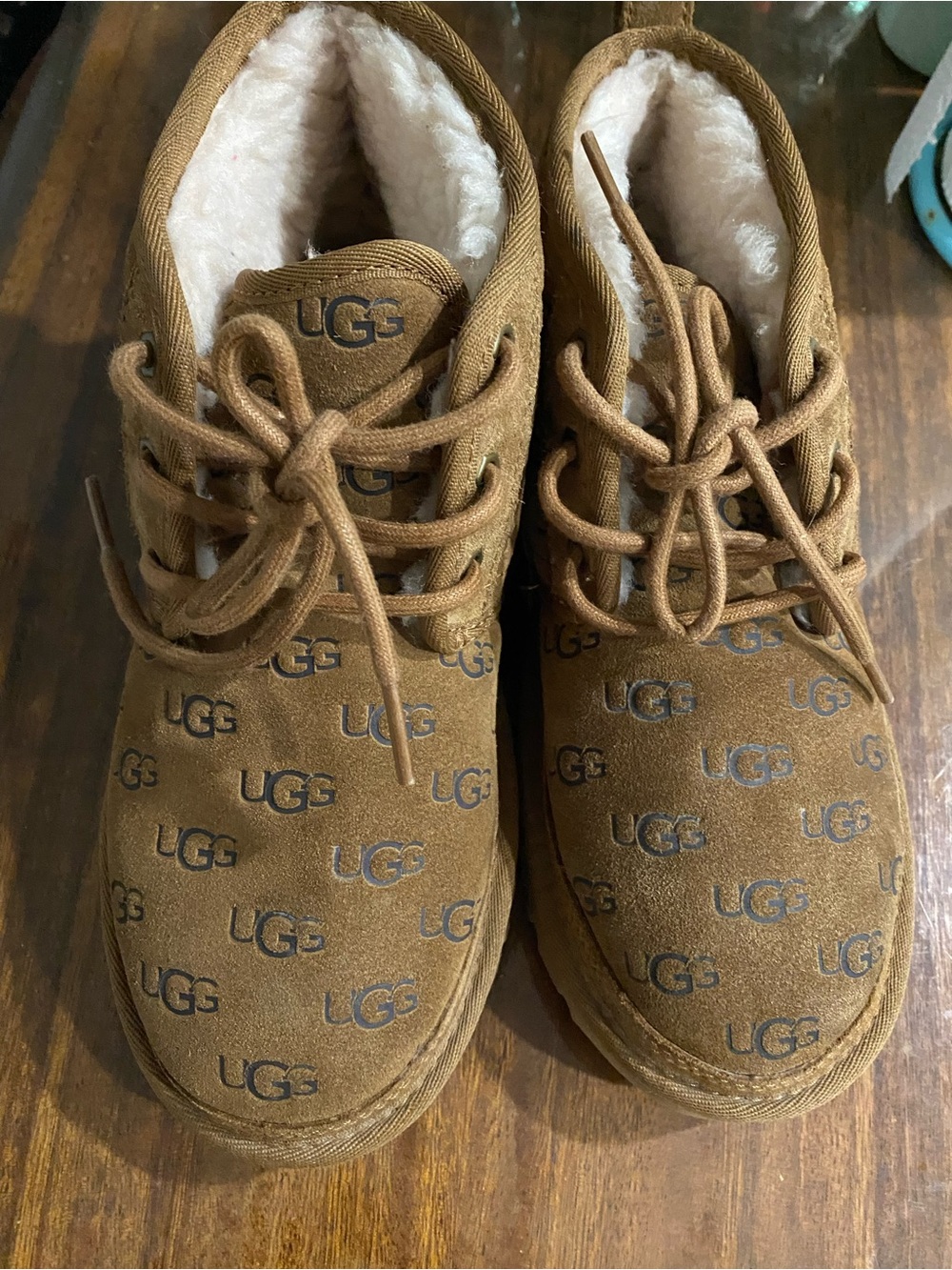 UGG Chestnut Suede Logo Lace-Up Boots